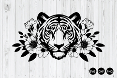 Tiger Head With Flowers SVG, Tiger Face SVG, Tiger SVG Product Image 1