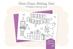 Tiger Hippo Happy Birthday Card, Kids Coloring Placemat Product Image 1