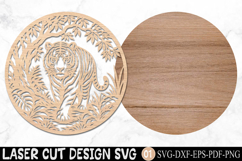 Tiger Laser Cut SVG, Majestic Tiger In Jungle Round Wall Art Product Image 2