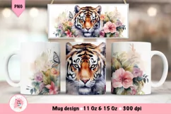 Tiger Mug Wrap Sublimation Designs, 3d Mug, Tiger Png