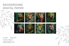 Tiger Tropical Wall Art Digital Paper Backgrounds Printable Product Image 2