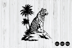 Tiger With Palm Trees Scene SVG, Tiger SVG, Animal SVG Product Image 1
