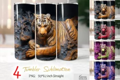 Wood Tiger Sublimation|3d Carving Design Tumbler Wrap Product Image 1