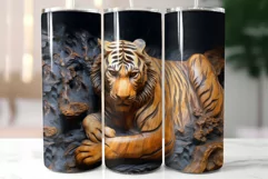Wood Tiger Sublimation|3d Carving Design Tumbler Wrap Product Image 2