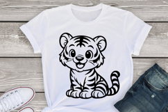 Cute Tiger black silhouette SVG PNG, Tiger SVG Clipart, Tige Product Image 3