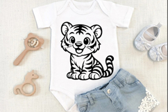 Cute Tiger black silhouette SVG PNG, Tiger SVG Clipart, Tige Product Image 1