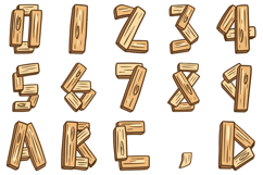 Timber Wood Lettering Font Wooden Tree Texture ABC PNG SVG Product Image 2