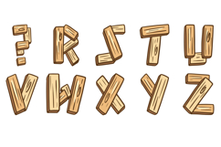 Timber Wood Lettering Font Wooden Tree Texture ABC PNG SVG Product Image 4