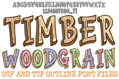 Timber Woodgrain Doodle Font Lettering Wood Log ABC OTF by Squeeb Creative
