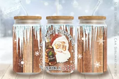 Christmas beer libbey glass can wrap, retro santa with beer Product Image 1