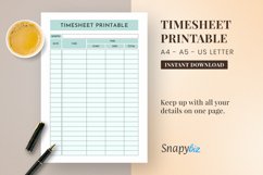 Timesheet Planner | Printable Timesheet | A4 And A5 Product Image 1