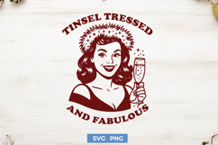 Tinsel Tressed and Fabulous SVG PNG | Retro Christmas Woman Product Image 1