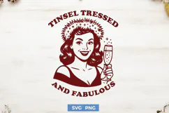 Tinsel Tressed and Fabulous SVG PNG | Retro Christmas Woman Product Image 1