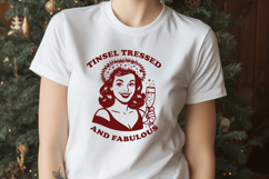 Tinsel Tressed and Fabulous SVG PNG | Retro Christmas Woman Product Image 2