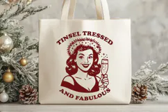 Tinsel Tressed and Fabulous SVG PNG | Retro Christmas Woman Product Image 3