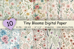tiny blooms paper, ditsy floral paper, seamless floral paper, pastel floral paper, shabby chic paper, vintage floral paper, wildflower pattern, cottagecore paper, boho floral paper, junk journal paper, scrapbook floral paper, printable floral paper, small