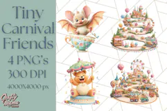 Tiny Carnival Friends Clipart PNG, Animal Fair Festival Product Image 1