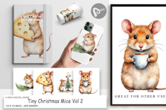 Digital Paper Tiny Christmas Mice Product Image 1