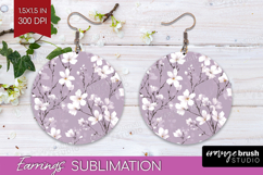 Tiny Flowers Round Earrings - Floral PNG Sublimation Product Image 1