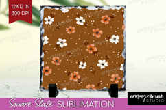 Tiny Flowers Slate PNG - Floral Square Slate Sublimation Product Image 1