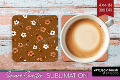 Tiny Flowers Square Coaster - Floral Coaster PNG Sublimation Product Image 1