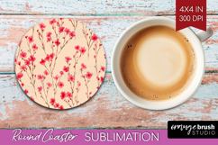 Tiny Flowers Round Coaster - Floral Coaster PNG Sublimation Product Image 1