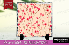 Tiny Flowers Slate PNG - Floral Square Slate Sublimation Product Image 1