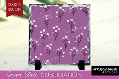 Tiny Flowers Slate PNG - Floral Square Slate Sublimation Product Image 1
