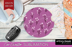 Tiny Flowers Car Coaster - Floral Coaster PNG Sublimation Product Image 1