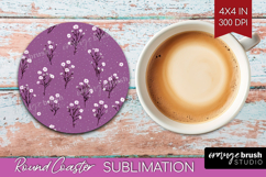 Tiny Flowers Round Coaster - Floral Coaster PNG Sublimation Product Image 1