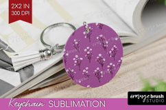 Tiny Flowers Keychain PNG - Floral Keychain Sublimation Product Image 1