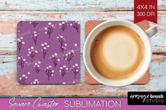 Tiny Flowers Square Coaster - Floral Coaster PNG Sublimation Product Image 1