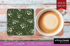 Tiny Flowers Square Coaster - Floral Coaster PNG Sublimation Product Image 1