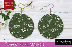 Tiny Flowers Round Earrings - Floral PNG Sublimation Product Image 1