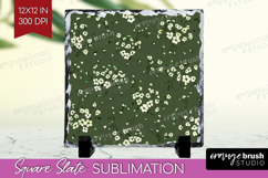 Tiny Flowers Slate PNG - Floral Square Slate Sublimation Product Image 1