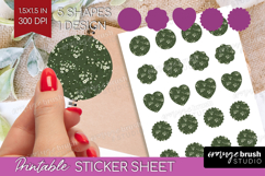 Tiny Flowers Round Sticker - Floral Printable Sticker Sheet Product Image 1