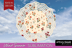 Tiny Flowers Wind Spinner Sublimation PNG - Floral Round Product Image 1