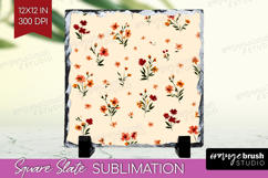 Tiny Flowers Slate PNG - Floral Square Slate Sublimation Product Image 1