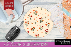 Tiny Flowers Car Coaster - Floral Coaster PNG Sublimation Product Image 1