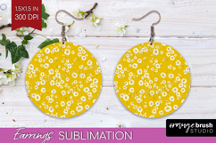 Tiny Flowers Round Earrings - Floral PNG Sublimation Product Image 1