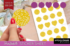 Tiny Flowers Round Sticker - Floral Printable Sticker Sheet Product Image 1