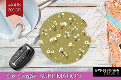 Tiny Flowers Car Coaster - Floral Coaster PNG Sublimation Product Image 1