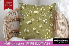Tiny Flowers Pillow Sublimation - Floral Pillow Cover PNG Product Image 1