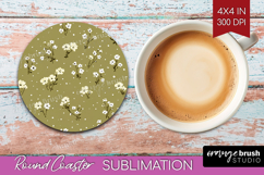 Tiny Flowers Round Coaster - Floral Coaster PNG Sublimation Product Image 1