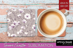 Tiny Flowers Square Coaster - Floral Coaster PNG Sublimation Product Image 1