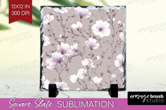 Tiny Flowers Slate PNG - Floral Square Slate Sublimation Product Image 1