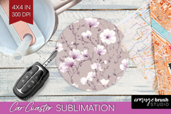 Tiny Flowers Car Coaster - Floral Coaster PNG Sublimation Product Image 1