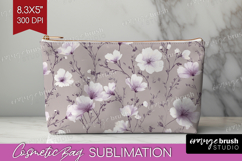 Tiny Flowers Cosmetic Bag - Floral Makeup Bag PNG Product Image 1