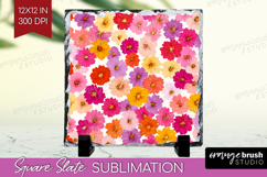 Tiny Flowers Slate PNG - Floral Square Slate Sublimation Product Image 1