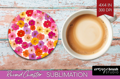 Tiny Flowers Round Coaster - Floral Coaster PNG Sublimation Product Image 1